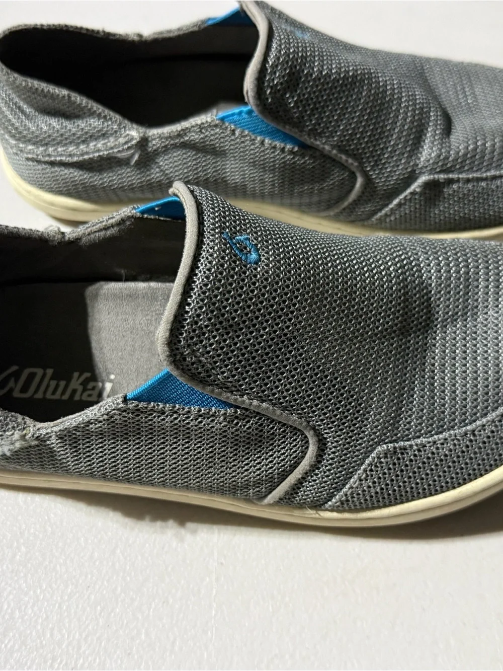 EUC Olukai Kids Nohea Mesh Slip On Gray Sneakers Size 3 US
